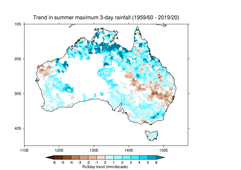 Trends in maximum 3-day rainfall in summer