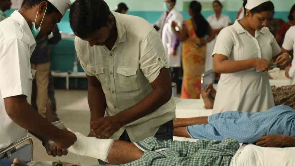 People at a hospital in India