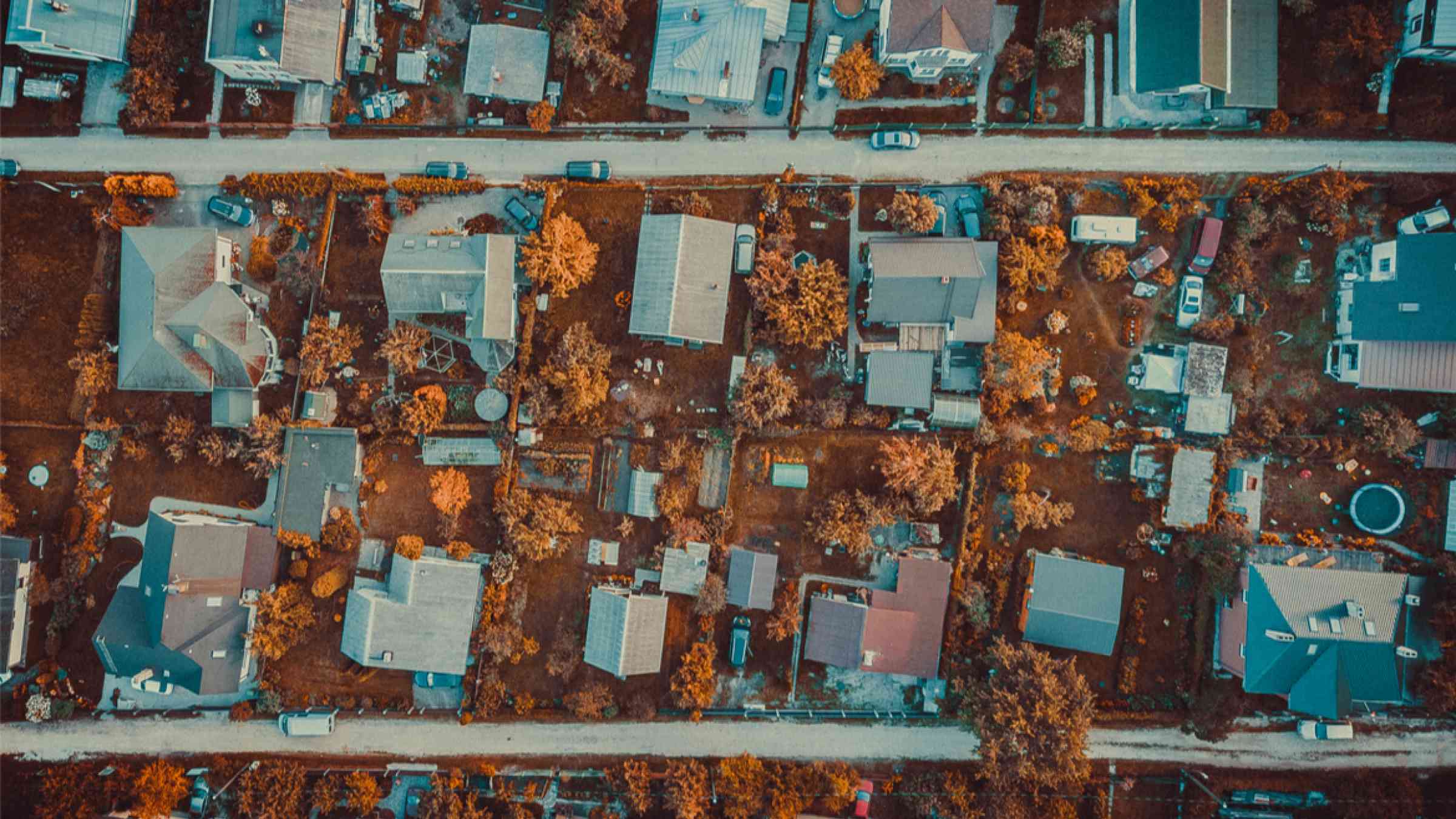 Shot of houses from above by drone