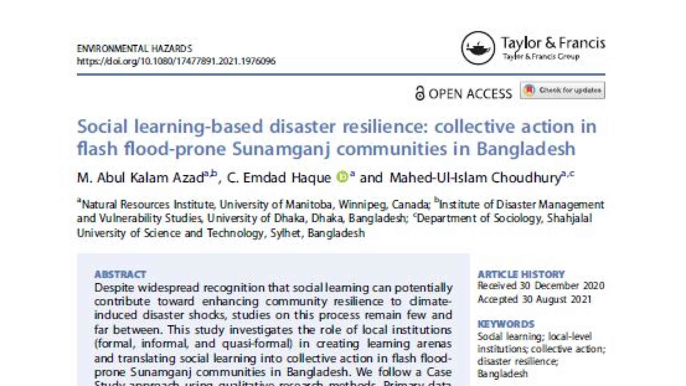 Social Learning-based Disaster Resilience: Collective Action In Flash ...