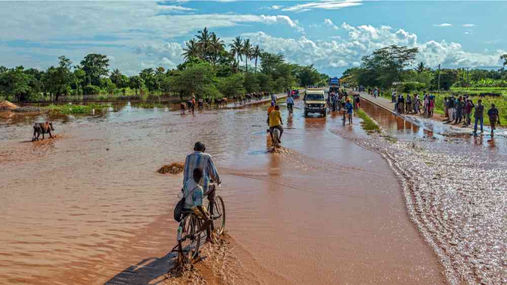 The catastrophic debris flow destroyed a road between national parks Manyara and Ngorongoro on November 28, 2011, in Tanzania