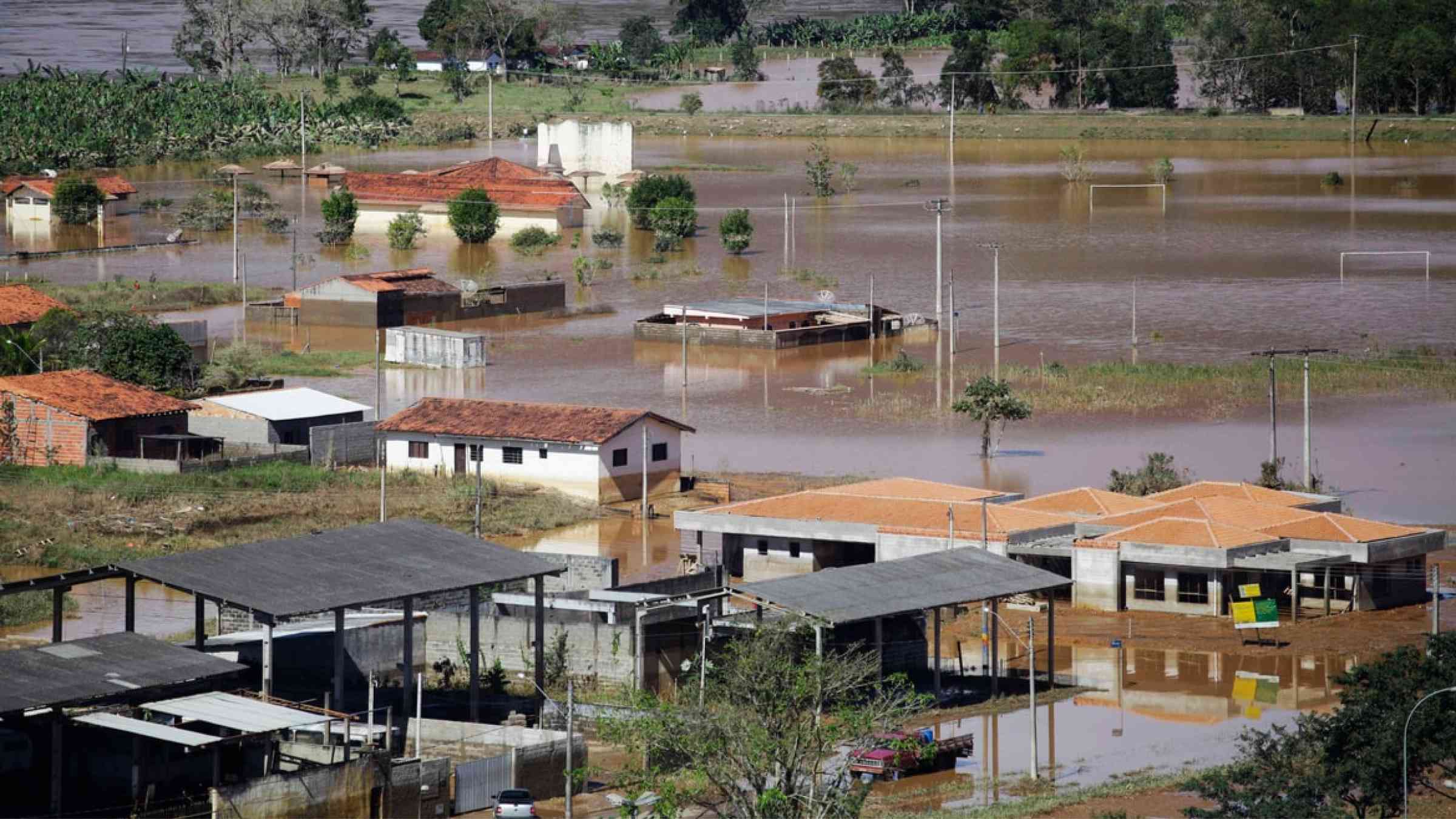 Panoramic view of a flood in Eldorado, Brasil.