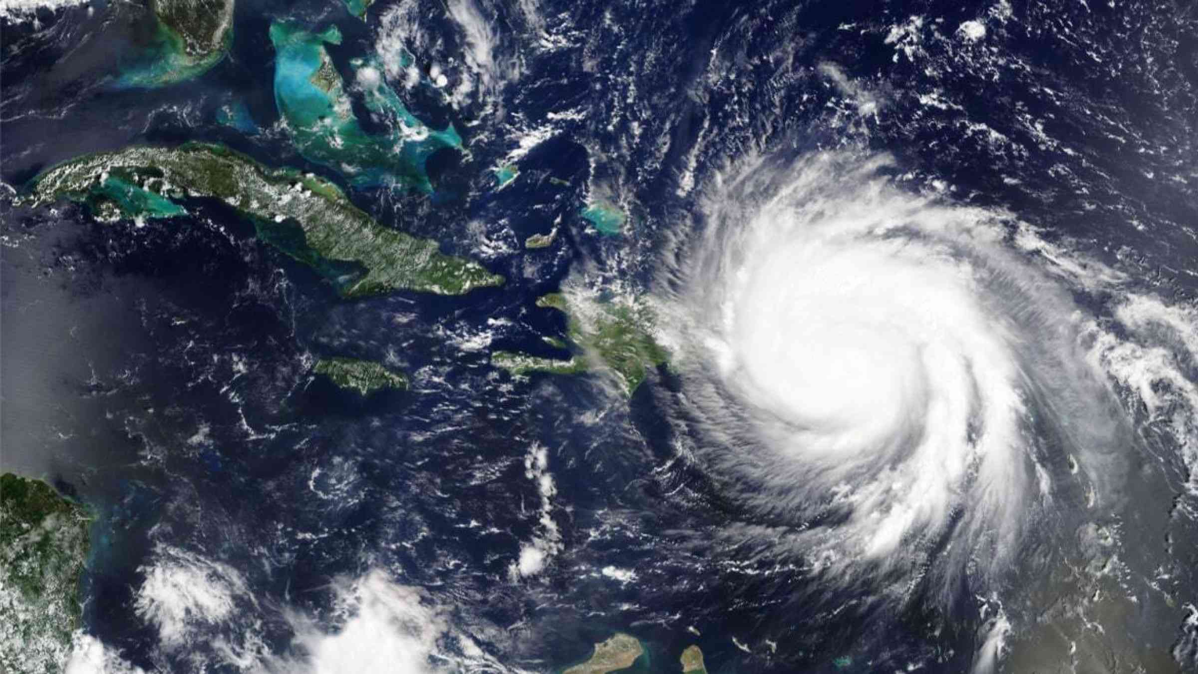 A satellite photo showing Hurricane Maria approaching the Caribbean islands