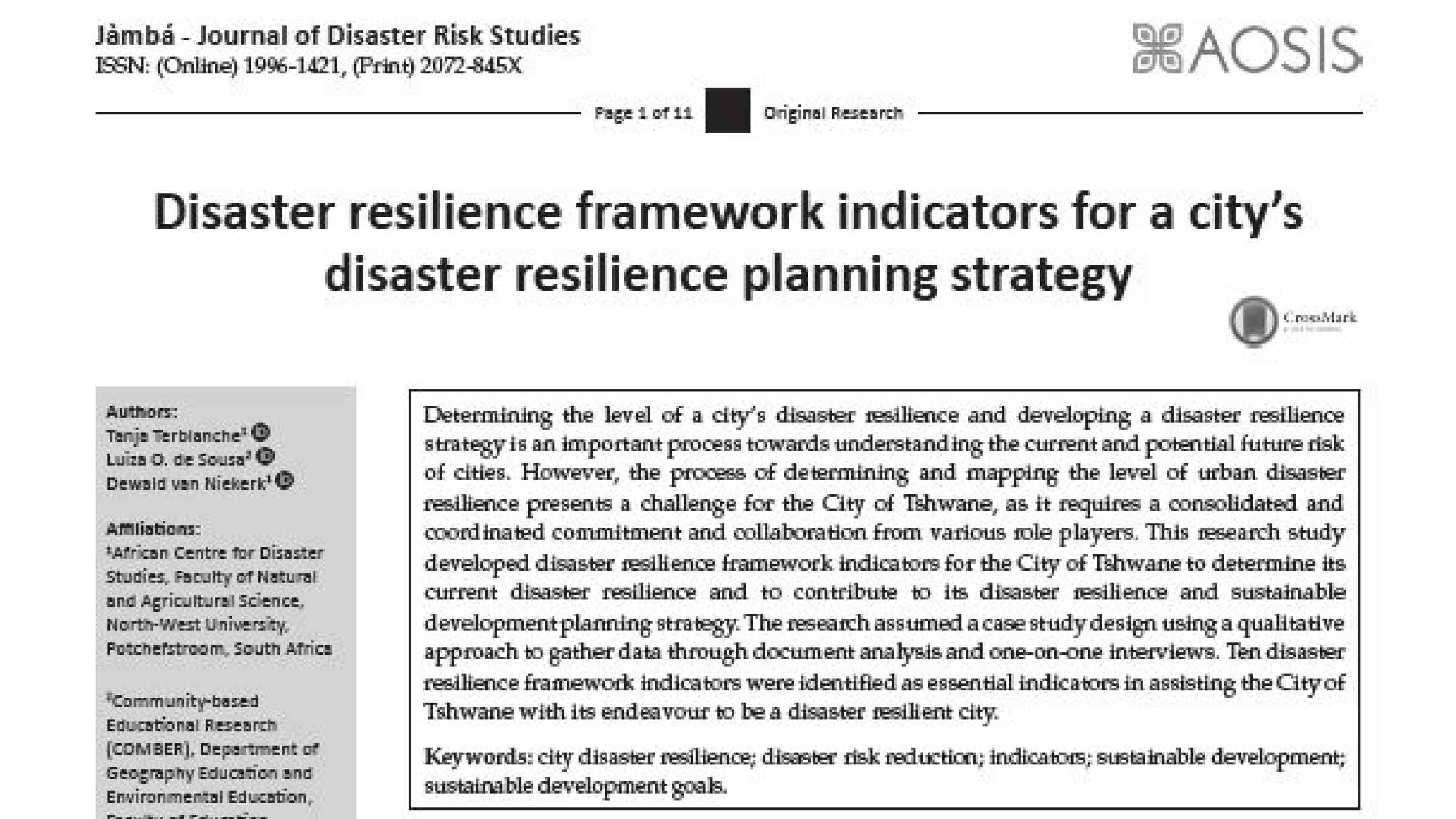 Disaster Resilience Framework Indicators For A City’s Disaster ...