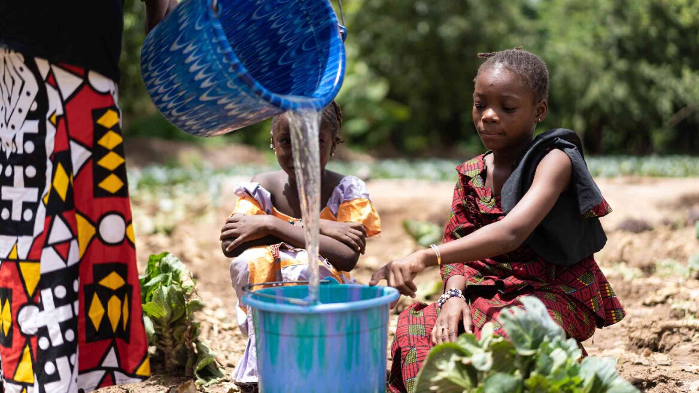 Family in an African country accessing water