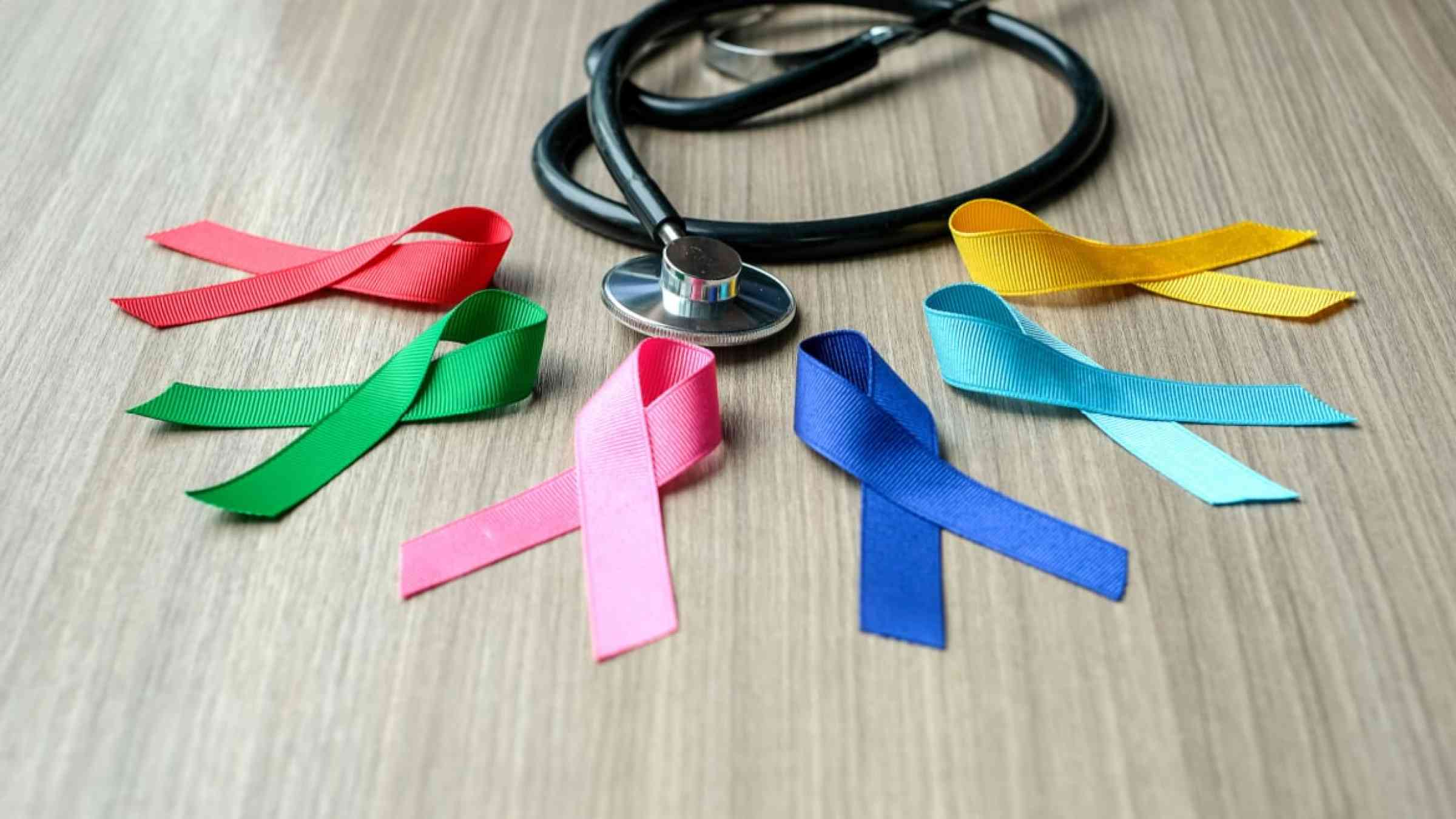 Colorful cancer awareness ribbons