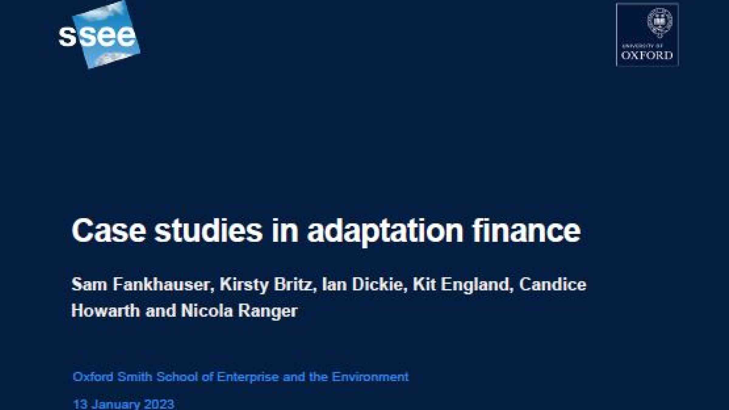 Case Studies In Adaptation Finance | PreventionWeb