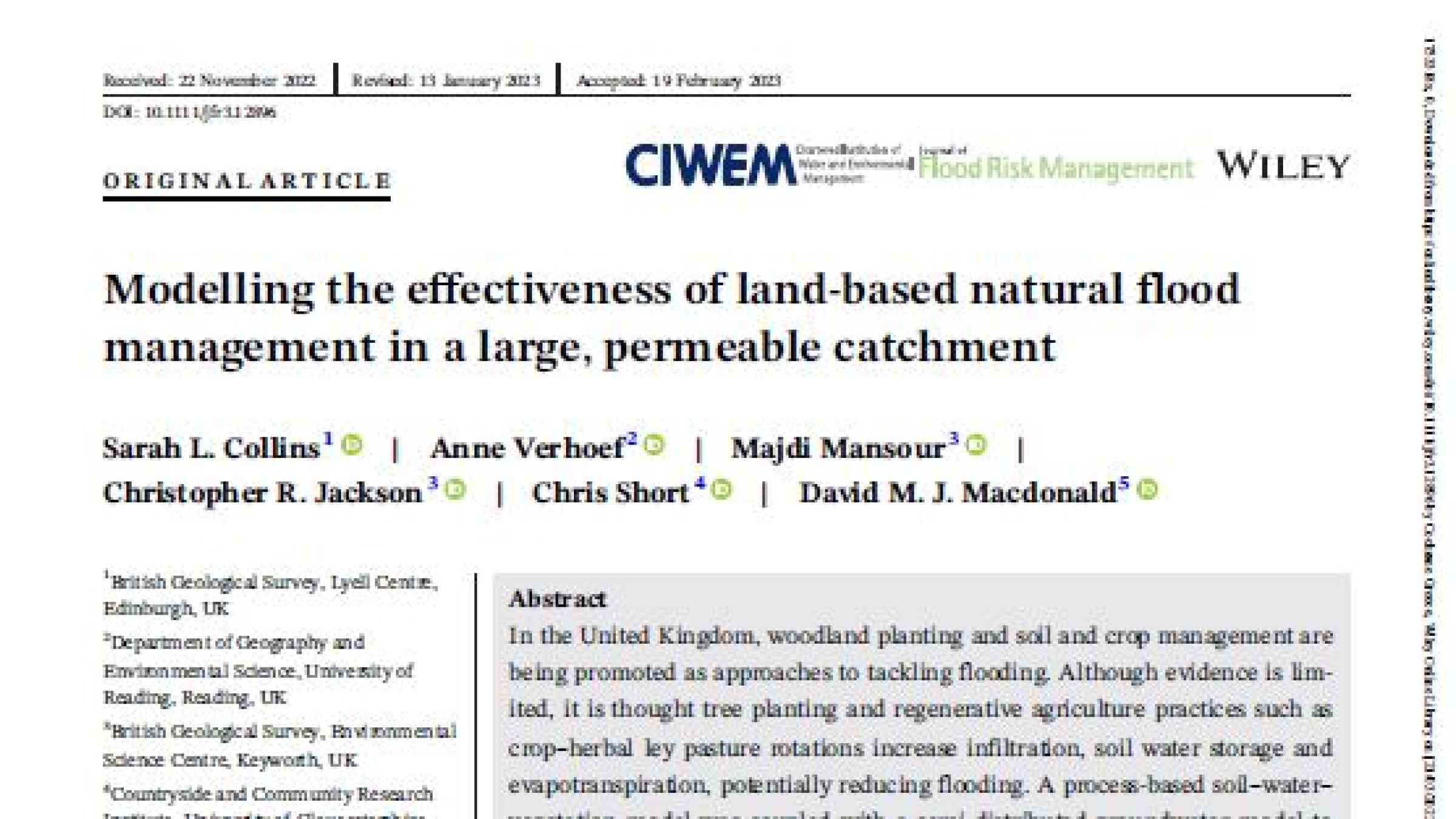 Modelling The Effectiveness Of Land-based Natural Flood Management In A ...