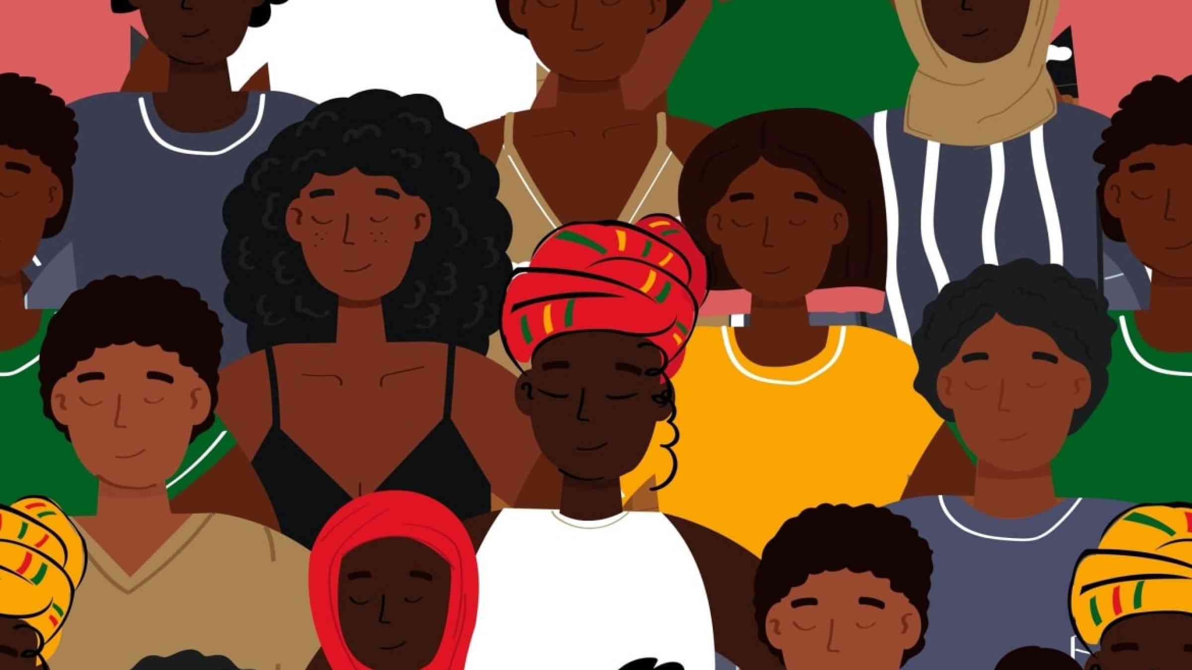 Illustration with Black men and women