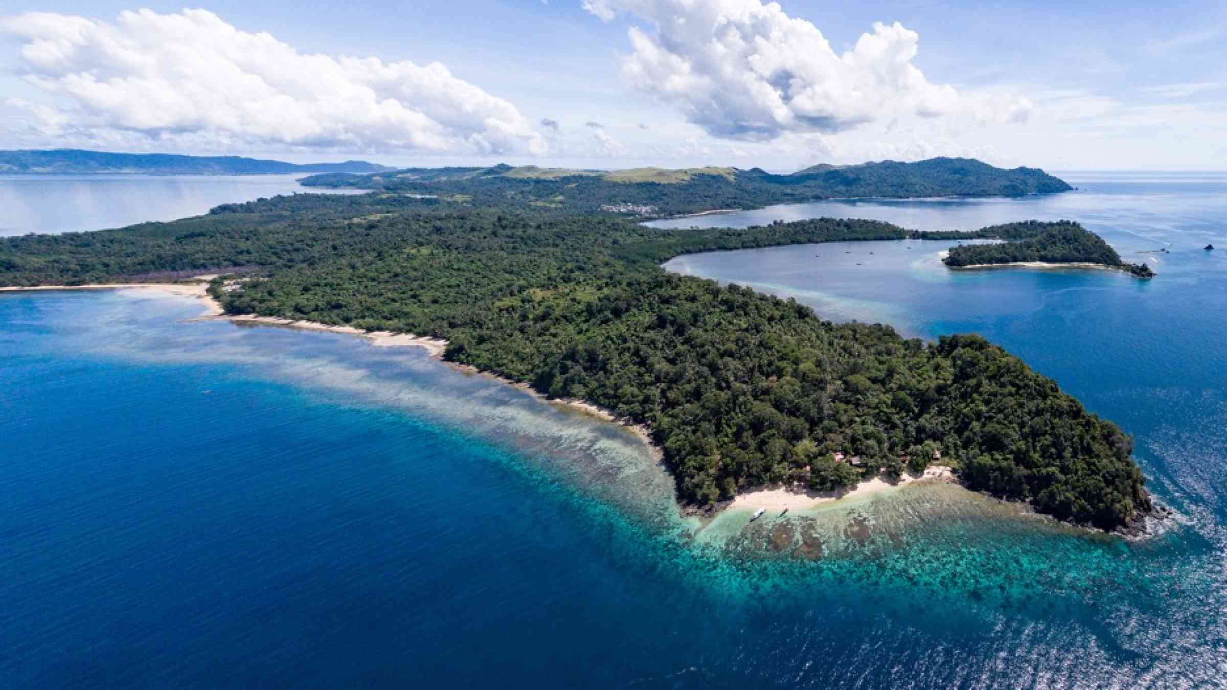 Aerial picture of North Sulawesi coast, Indonesia