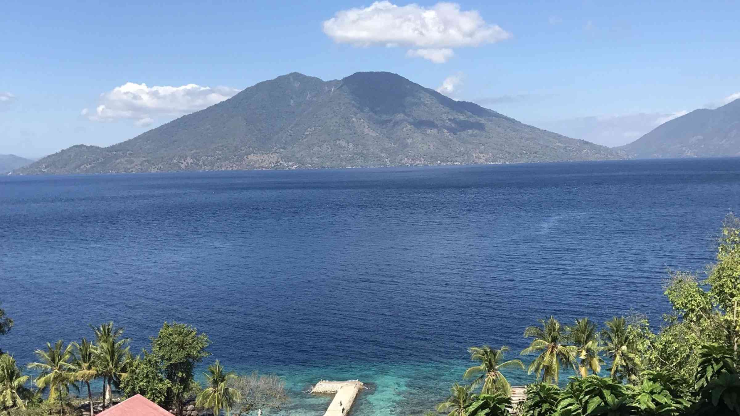The Maluku Sea area and Ternate Island in the background.