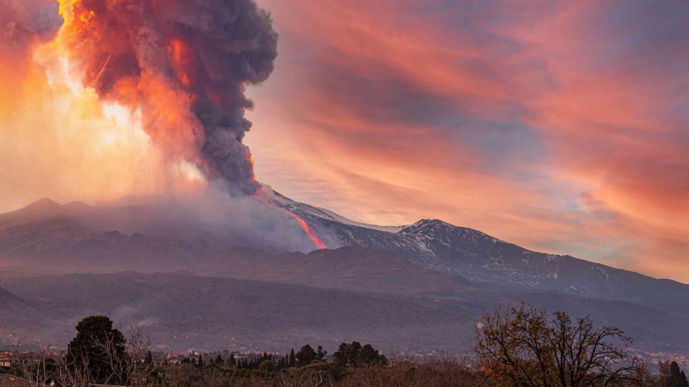 Eruption of Mount Etna volcano, 16 February 2020