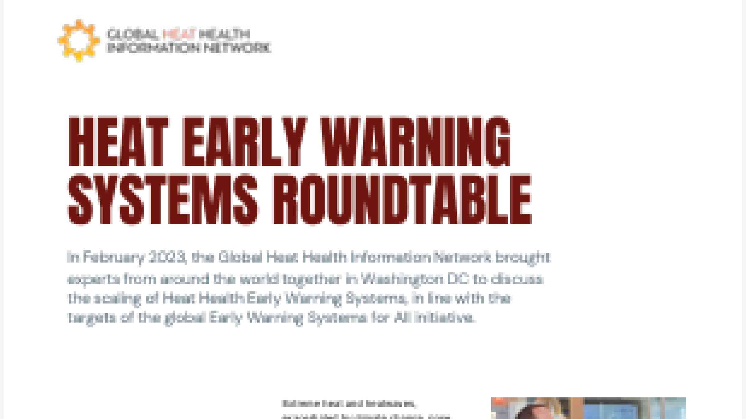 Heat early warning systems roundtable | PreventionWeb