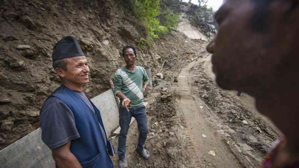 Nepal - Badil Lama is an engineer trained in landslide mitigation by building safer roads