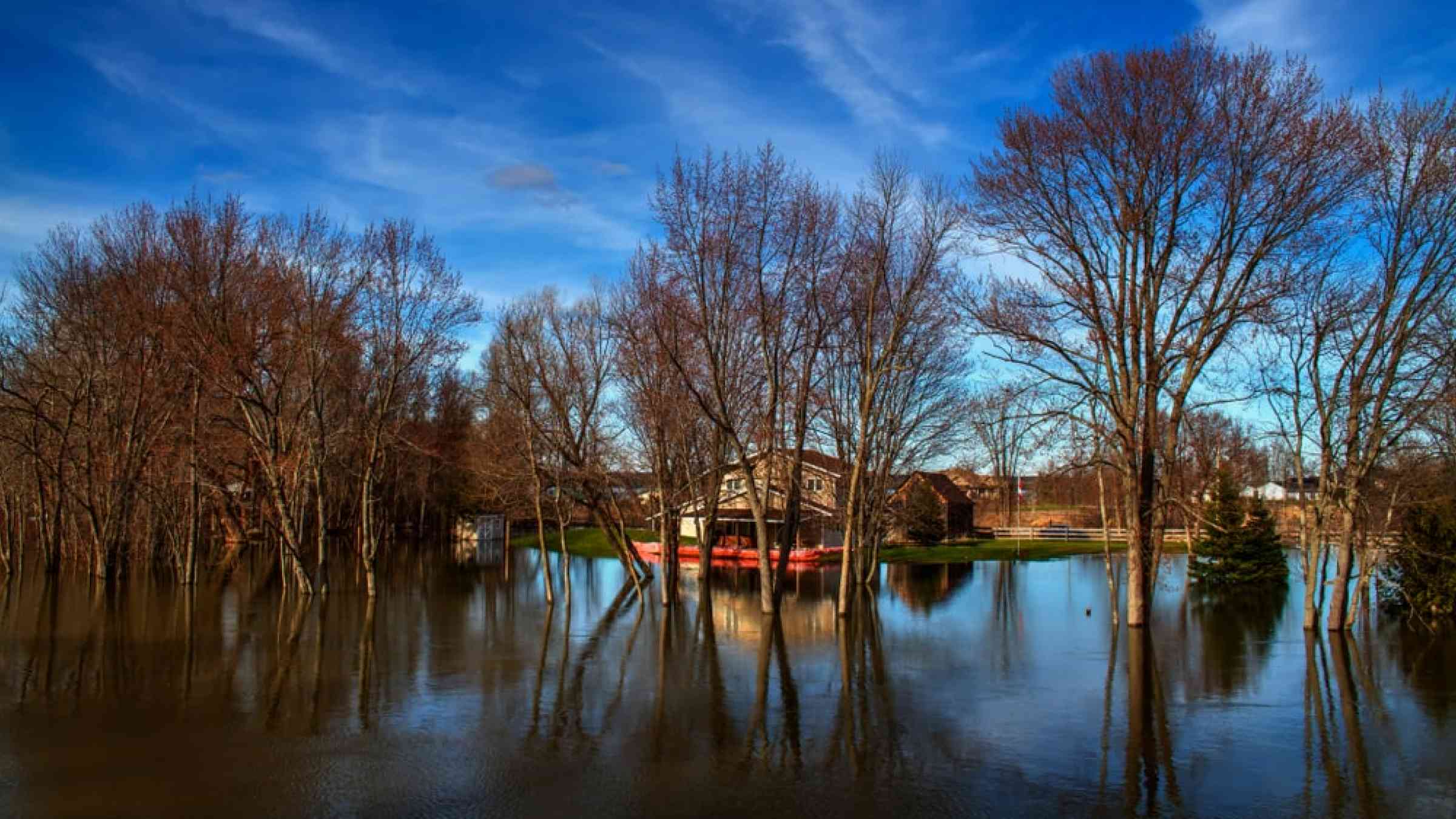 Spring flooding along the Ottawa and Bonnechere Rivers, Ottawa Valley, Ontario Canada