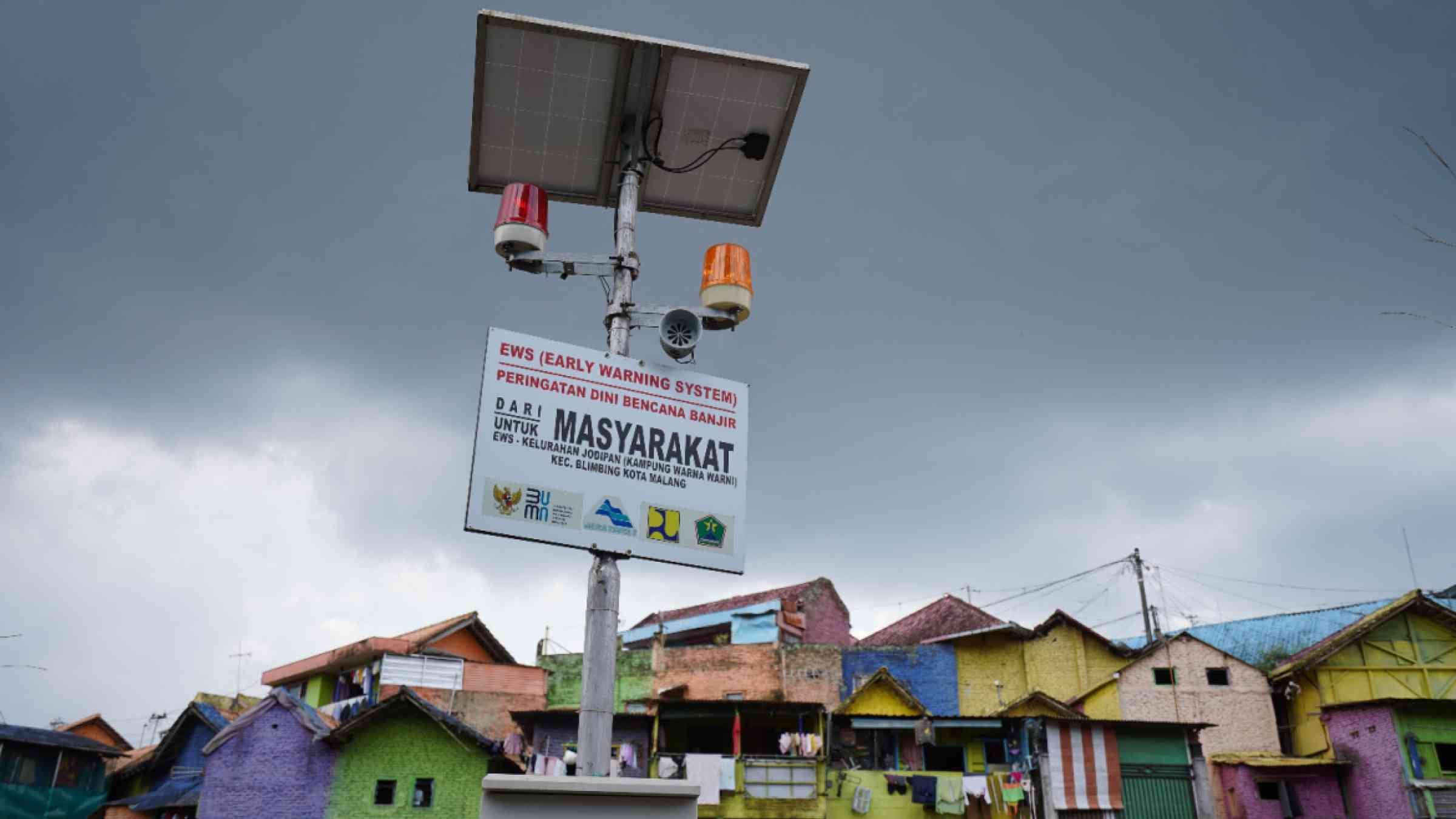 Flood Early Warning System (EWS) installed in Kampung Warna Warni Jodipan, located beside Brantas River, Indonesia