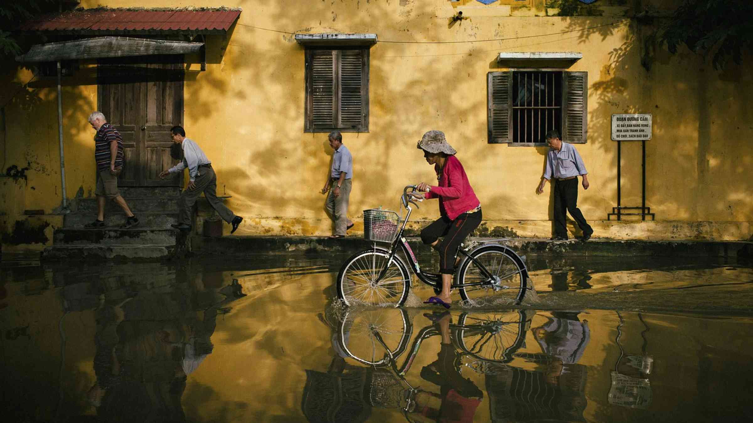 Biking in flood