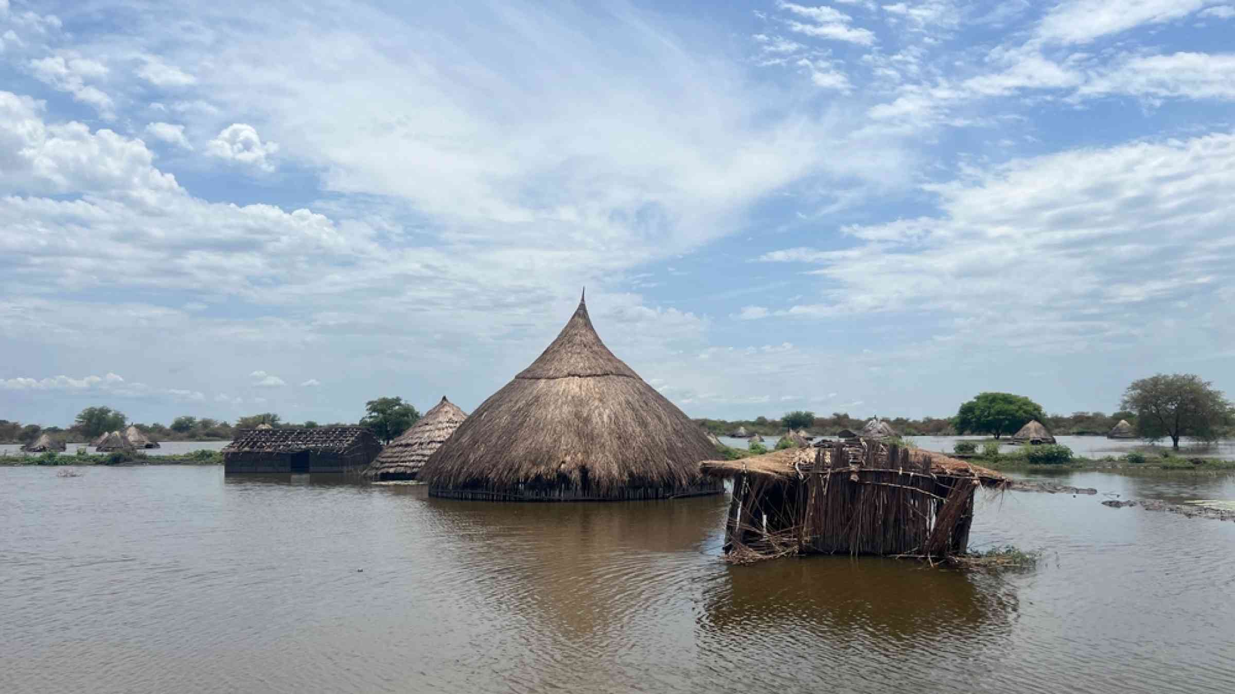 Abandoned flooded houses in Bentiu City South Sudan