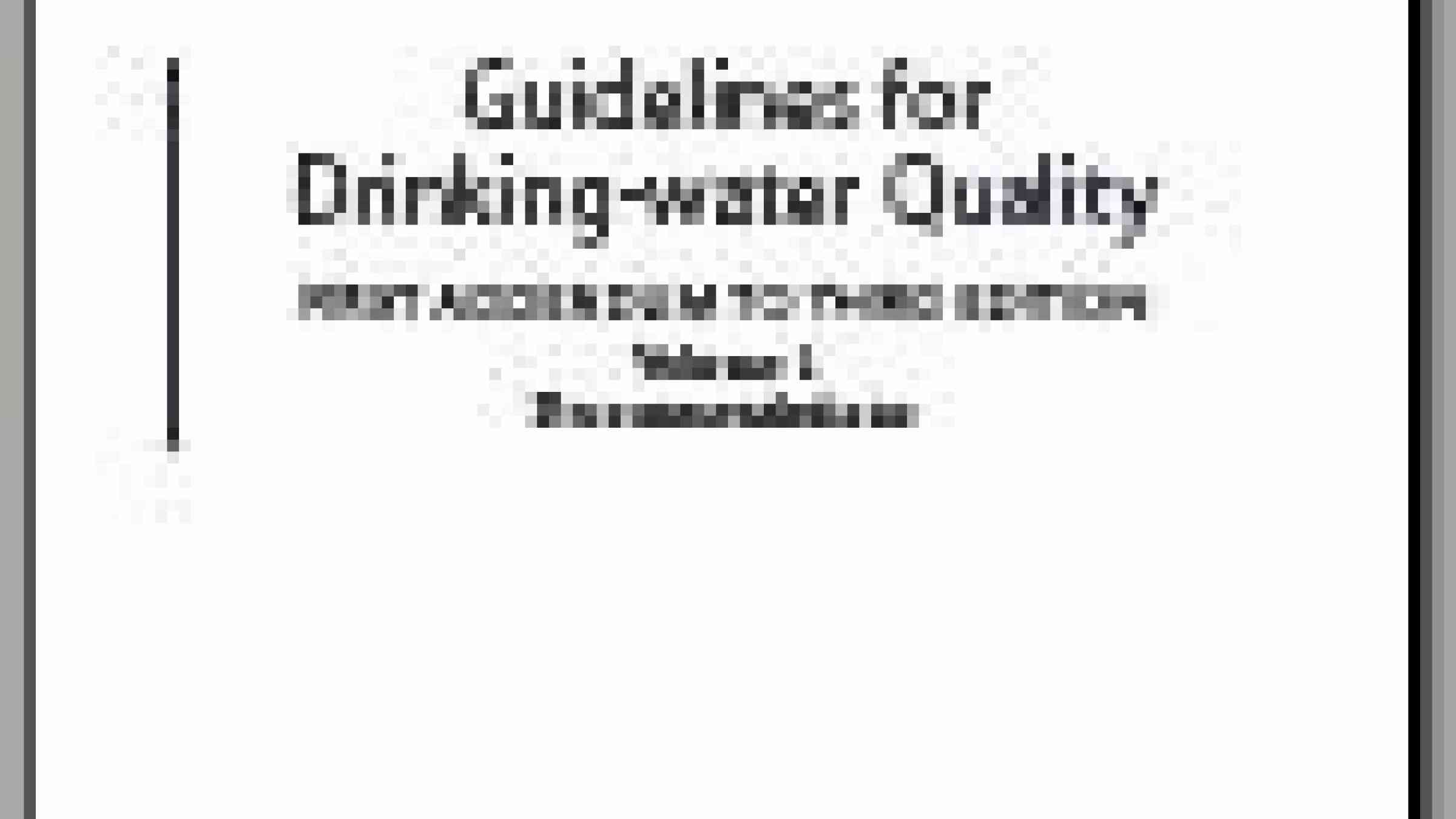 Water For Health: Guidelines For Drinking-water Quality | PreventionWeb