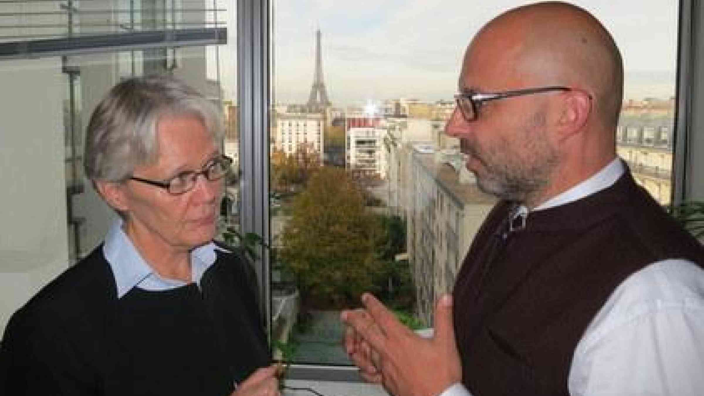 Margareta Wahlstrom, UN Secretary-General's Special Representative for Disaster Risk Reduction in discussion with Robert Piper, UN Resident Coordinator, Nepal, at the two day UN High Level retreat convened by UNISDR to work on a strategic plan of action for disaster risk reduction and resilience for the UN.