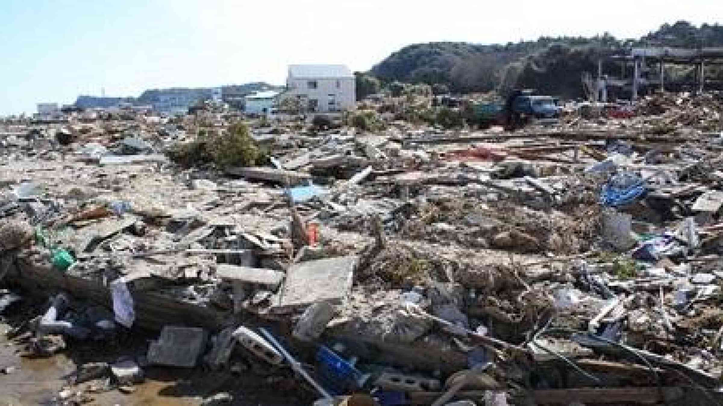 Tsunami damage in the Toyoma District of Iwaki City, Fukushima Prefecture (Photo: Fukushima Prefecture)