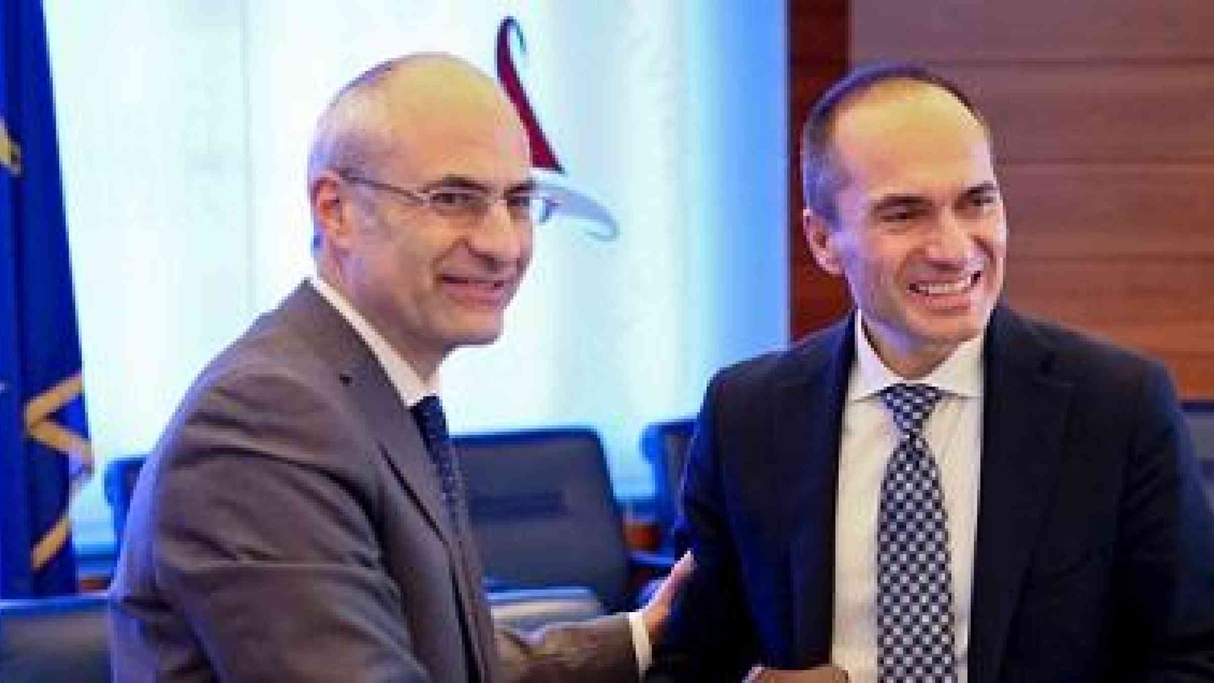 Mr. Fabrizio Curcio (left), head of the Italian Civil Protection Department, with Mr. Alberto Baban, president of the small and medium enterprises arm of Confindustria (Photo: Italian Civil Protection Department)