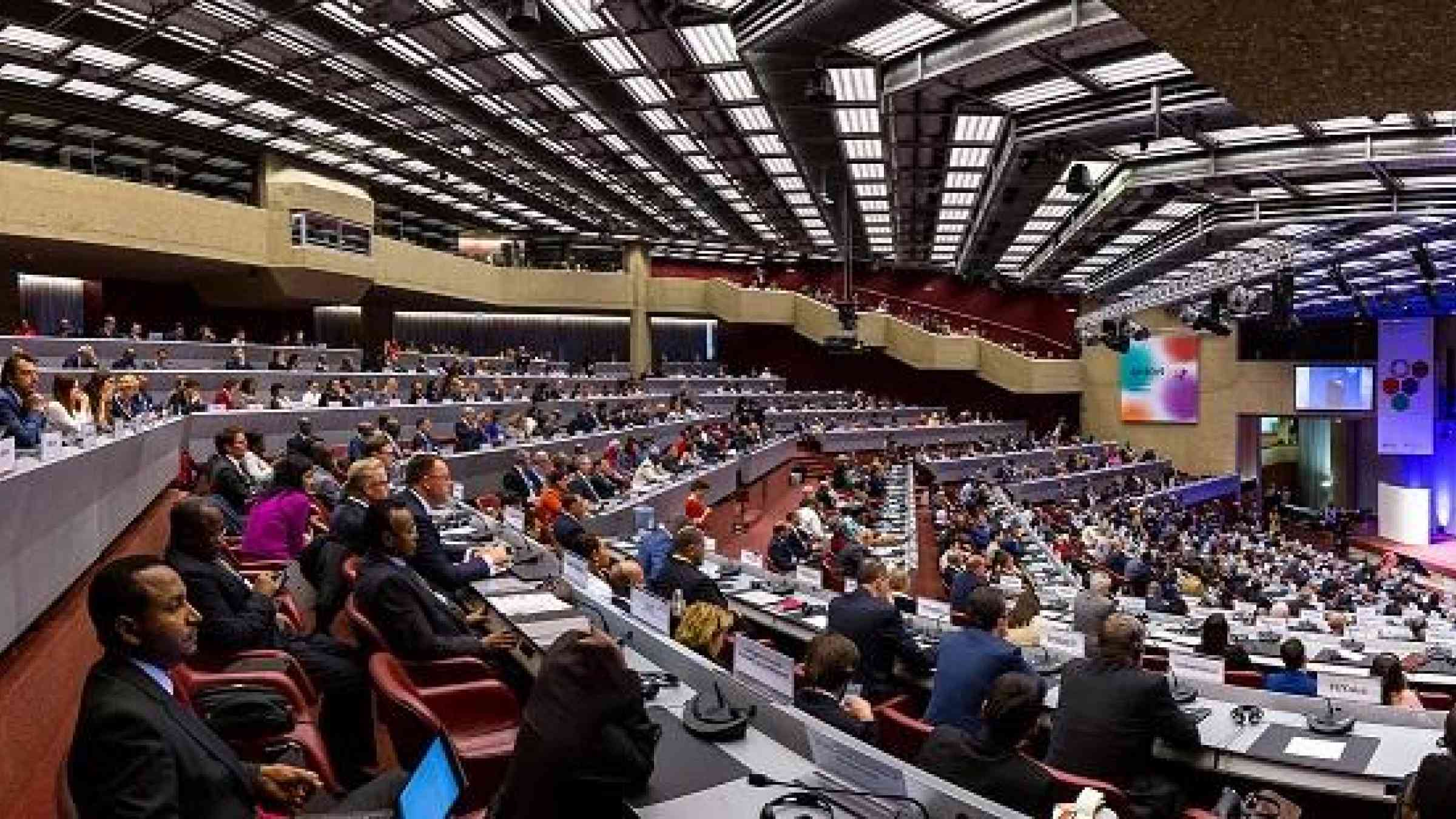 A wide angle view of the plenary session to declare open the Global Platform for Disaster Risk Reduction