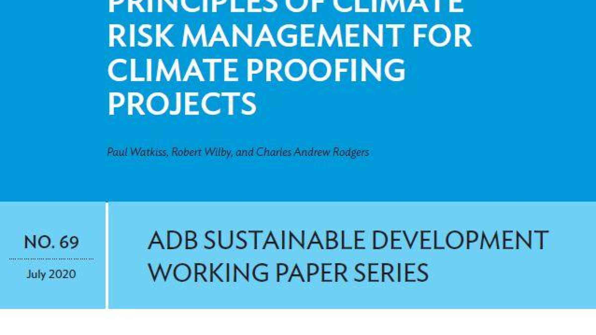 Principles Of Climate Risk Management For Climate Proofing Projects ...