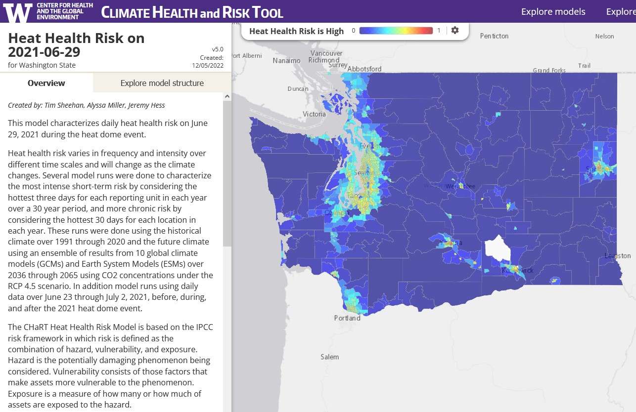 UW - Heat health risk map, Washington