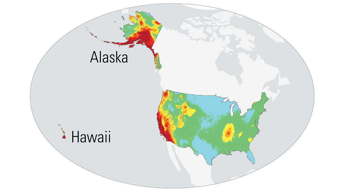 An overview of the geography covered by the USGS' National Seismic Hazard Model