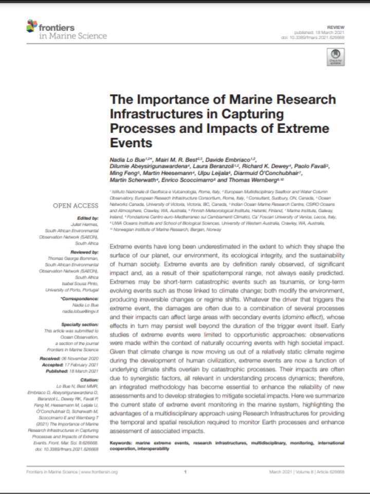 The importance of marine research infrastructures in capturing ...