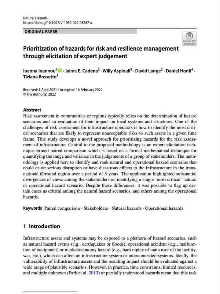 Prioritization Of Hazards For Risk And Resilience Management Through ...