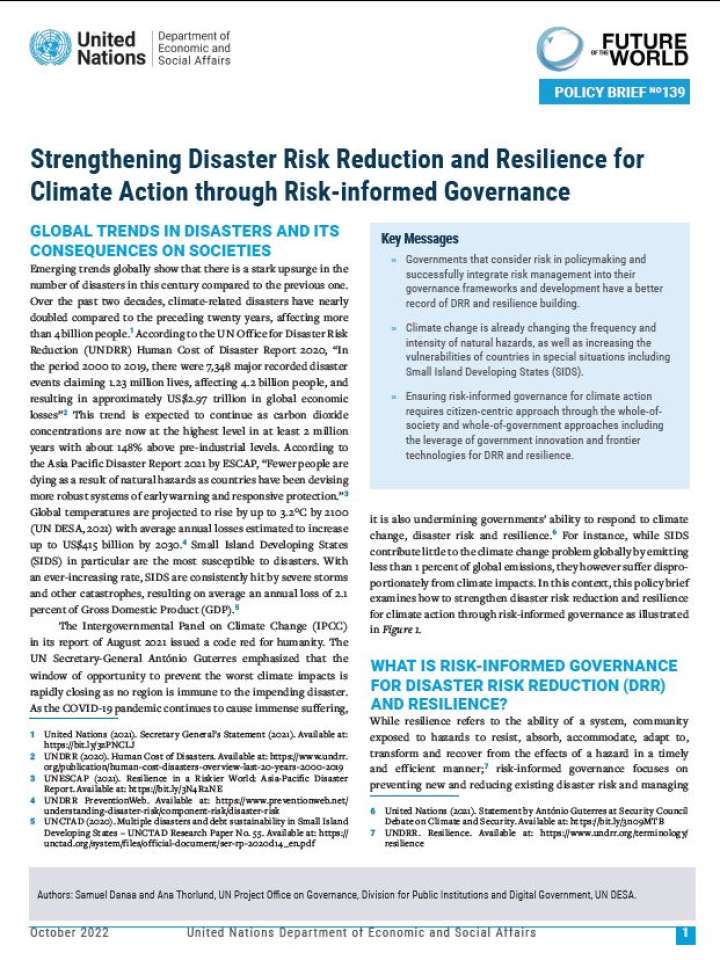 Strengthening Disaster Risk Reduction And Resilience For Climate Action ...