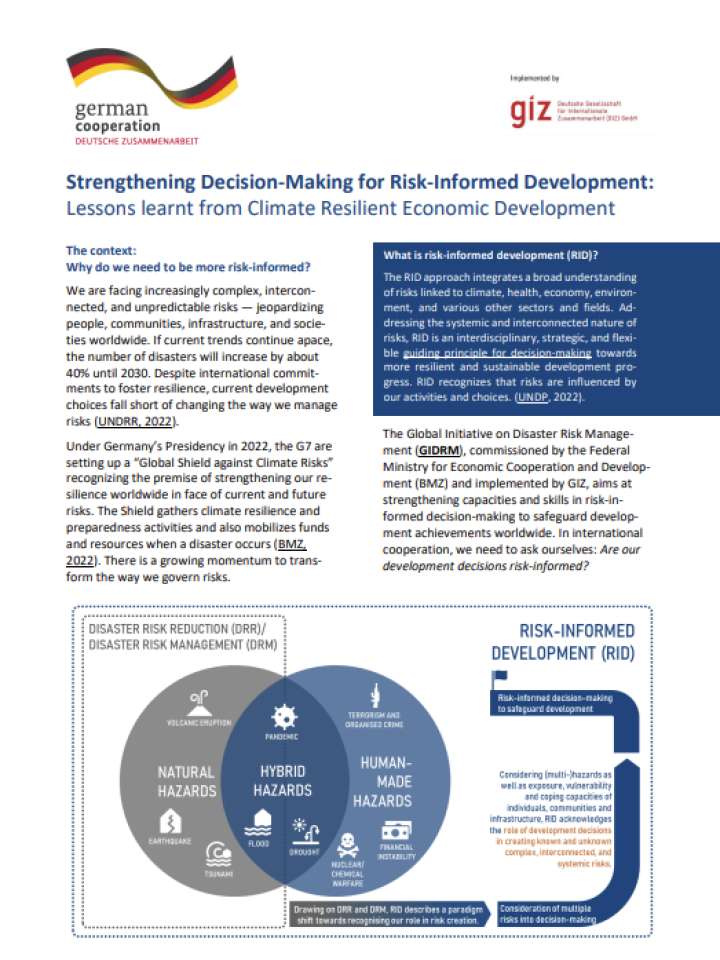 Strengthening Decision-Making for Risk-Informed Development: Lessons learnt from Climate Resilient Economic Development