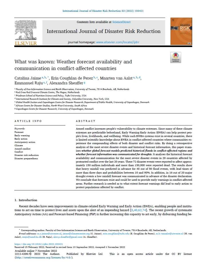 What was known: Weather forecast availability and communication in conflict-affected countries