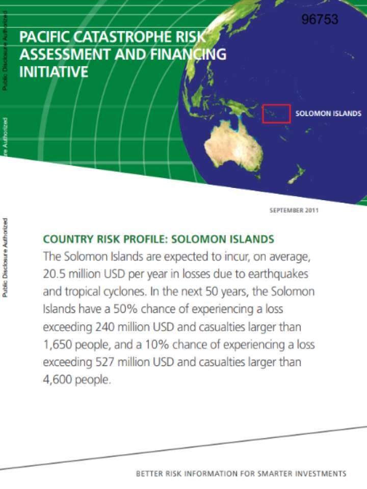 Cover and source: Pacific Catastrophe Risk Assessment and Financing Initiative