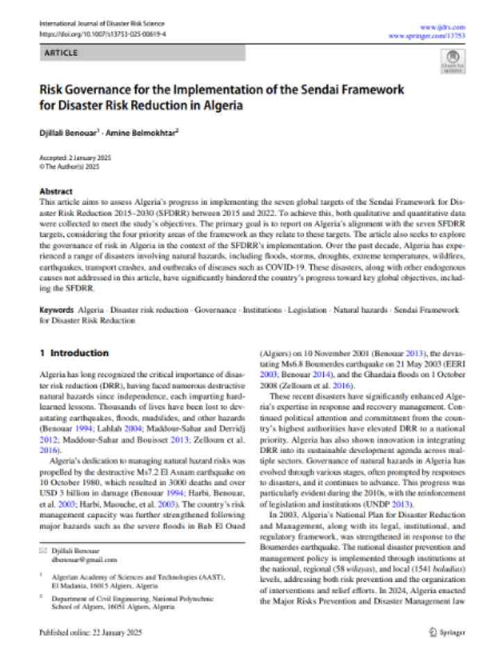 Cover and source: International Journal of Disaster Risk Science