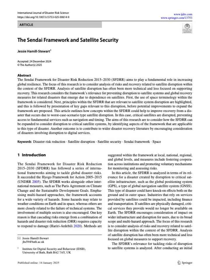 First page of a research