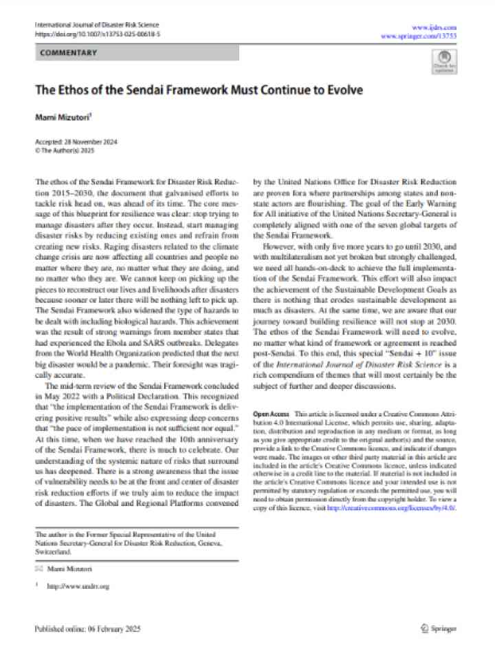 Cover and source: International Journal of Disaster Risk Science