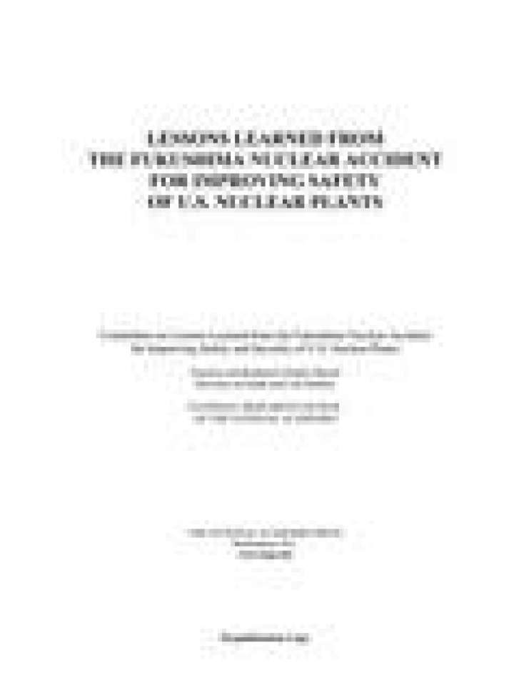 Now Available: Report on Safety Lessons Learned from Nuclear Power