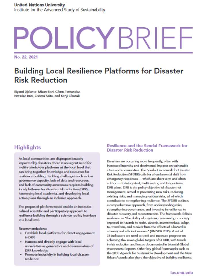 Building Local Resilience Platforms For Disaster Risk Reduction ...