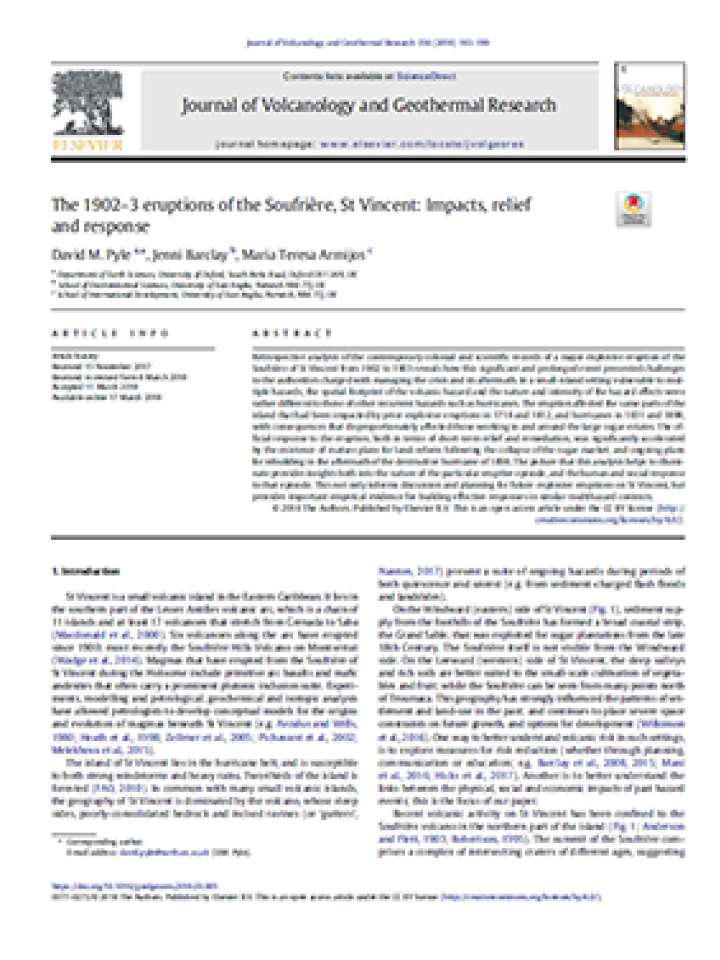 The 1902–3 Eruptions Of The Soufrière, St Vincent: Impacts, Relief And ...