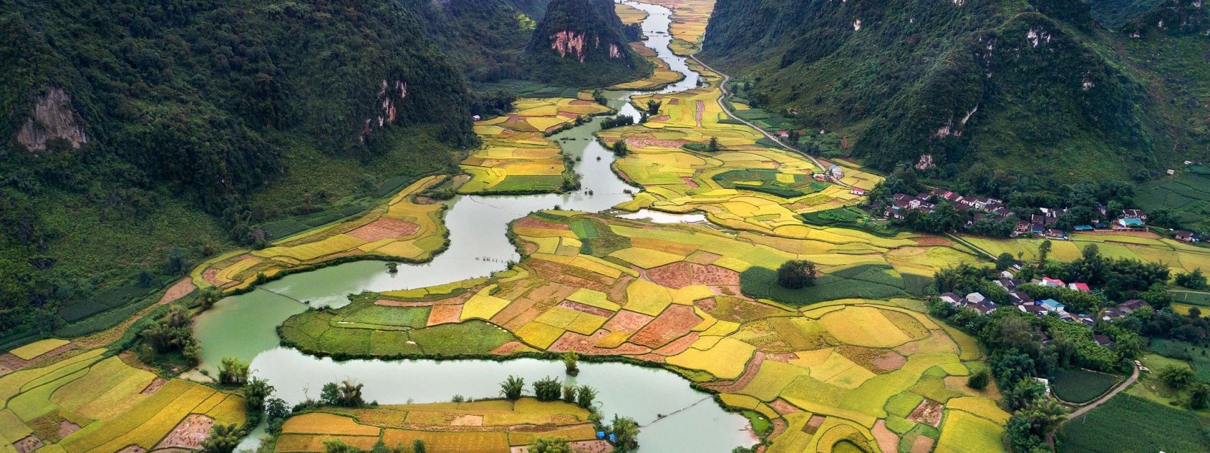 Winding river from aerial view